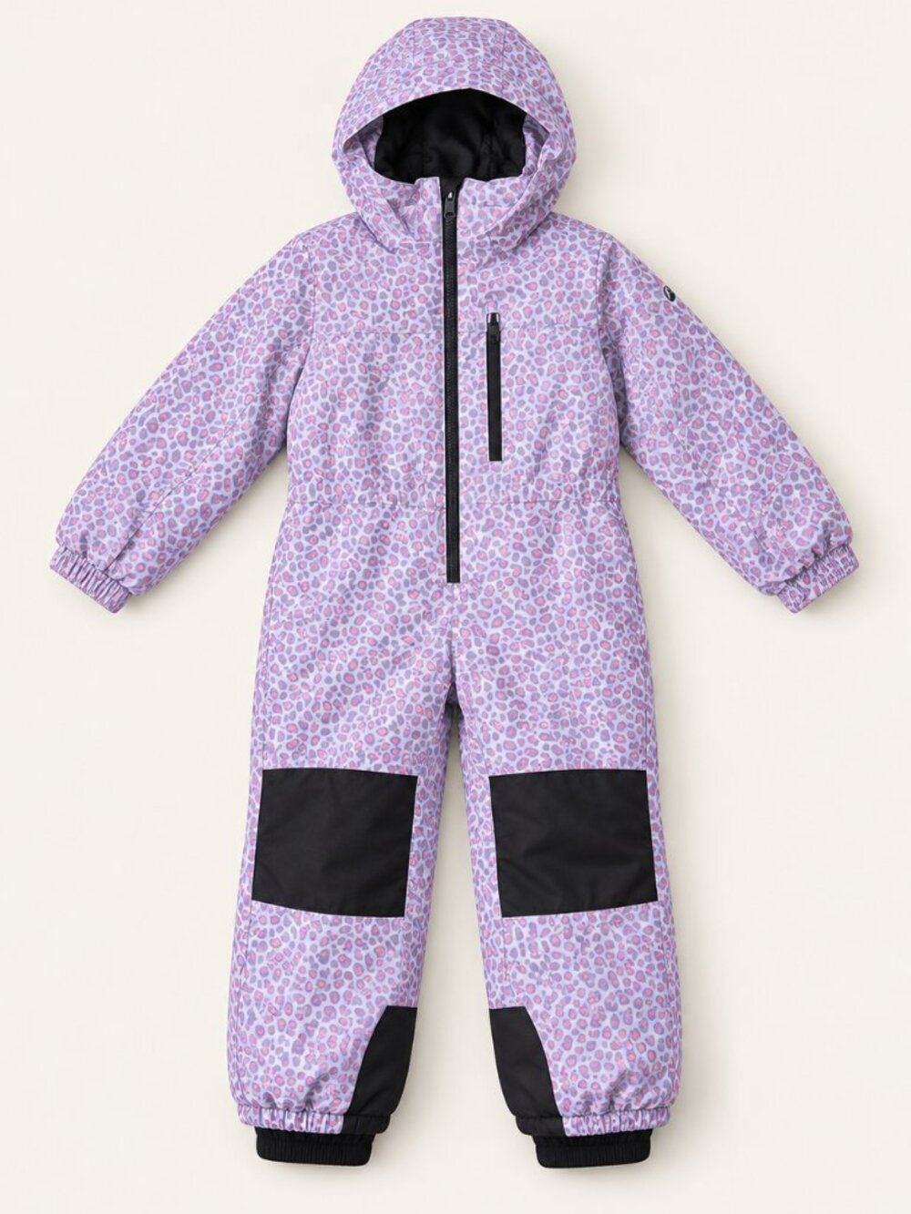 Lavender Leopard Print Hooded One Piece Snowsuit Size 7–8